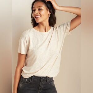 Loose-Fit Linen-Blend Pocket Easy Tee - S